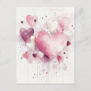 Knip roze en wit Harten Valentijns's Groet Briefkaart