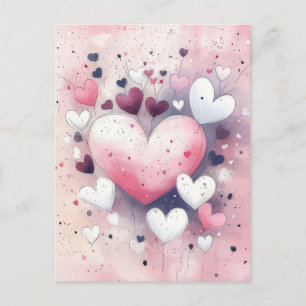 Knip roze en wit Harten Valentijns's Groet Briefkaart