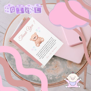 Knip Teddybeer, met de hand getekende Hartjes Meis Bedankkaart
