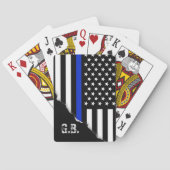 Knip uit Blauwe Lijn VS Vlag Aangepaste Initialen Speelkaarten (Achterkant)