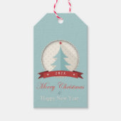 Knip van de Blauwe Kerstboom van de Retro Cadeaulabel (Voorkant)