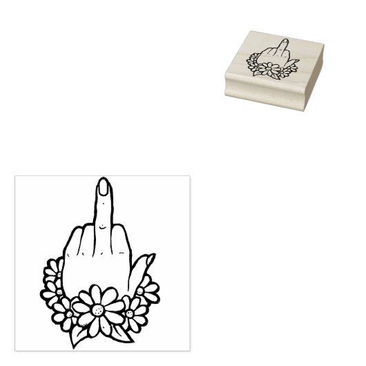 Knip van middenvinger omhoog rubberstempel (Gestempeld)