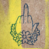 Knip van middenvinger omhoog rubberstempel