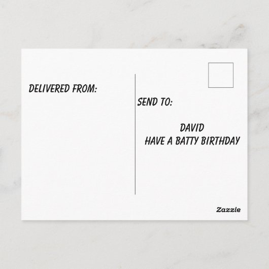 Knip vleermuis dragen verjaardag pet briefkaart (Achterkant)