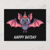 Knip vleermuis dragen verjaardag pet briefkaart (Voorkant)