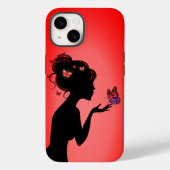 Knip voor iPhone 14 De rode vlindervrouw Case-Mate iPhone Case (Achterkant)