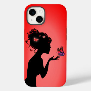 Knip voor iPhone 14 De rode vlindervrouw Case-Mate iPhone 14 Hoesje