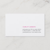 Knip zwarte achtergrond (hot-roze) visitekaartje (Achterkant)