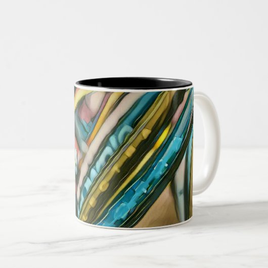 Knipkunst Tweekleurige Koffiemok (Voorkant rechts)