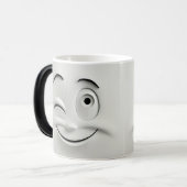 Knipogend cartoon-gezicht 3D Magische Mok (Voorkant links)