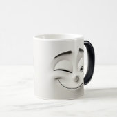 Knipogend cartoon gezicht 3D Magische Mok (Voorkant rechts)