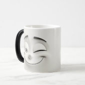 Knipogend cartoon gezicht 3D Magische Mok (Voorkant links)