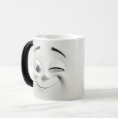 Knipogend cartoon gezicht 3D Magische Mok (Voorkant links)