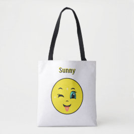 Knipogend Gelukkig Gezicht Emoji Tote Bag