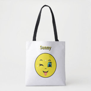 Knipogend Gelukkig Gezicht Emoji Tote Bag
