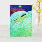 Knipogende Kerstman Abstracte Kunst Kaart (Gele Bloem)