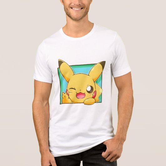 Knipogende Pikachu (pokemon) Tri-Blend Shirt (Voorkant)