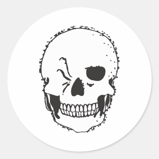 knipogende schedel ronde sticker (Voorkant)