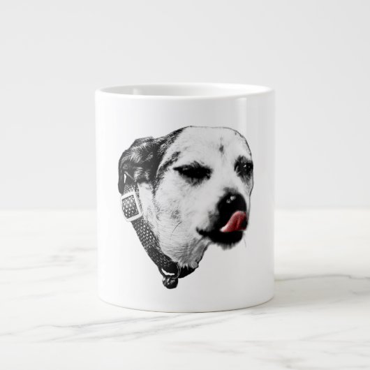Knipogende Terrier Hond Mok – Rode Tong Pop (Voorkant)