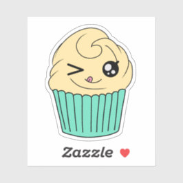 Knipogende vanillecupcake sticker