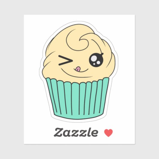 Knipogende vanillecupcake sticker (Vel)