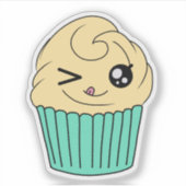 Knipogende vanillecupcake sticker (Voorkant)