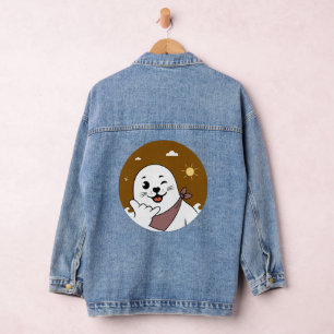Knipogende zeehond met bandana die Shaka-gebaar ma Denim Jacket