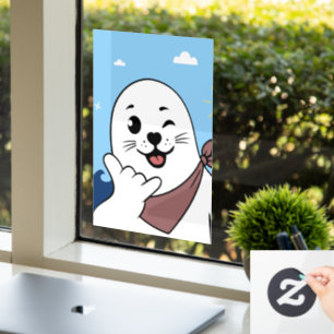 Knipogende zeehond met bandana die Shaka-gebaar ma Raamsticker