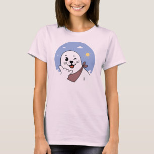 Knipogende zeehond met bandana die Shaka-gebaar ma T-shirt
