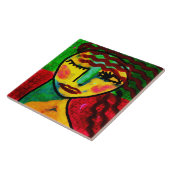 Knipoog Abstract digitaal portret van een vrouw Tegeltje (Zijkant)