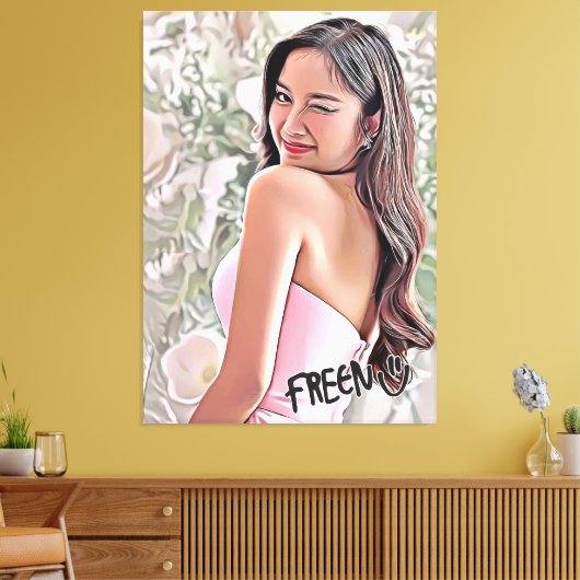 Knipoog van Freen Sarocha uit aflevering 12 van Ga Canvas Afdruk (Insitu (Woonkamer))