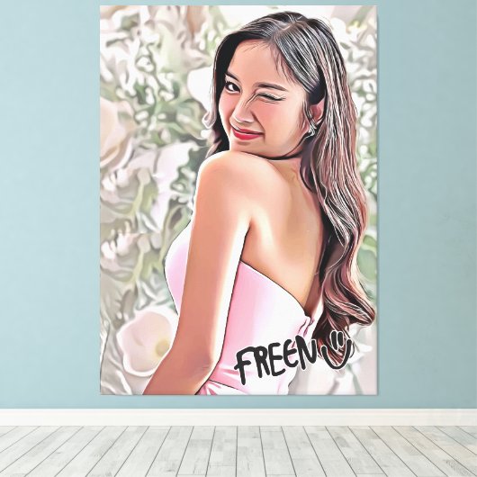 Knipoog van Freen Sarocha uit aflevering 12 van Ga Canvas Afdruk (Insitu (Houten vloer))