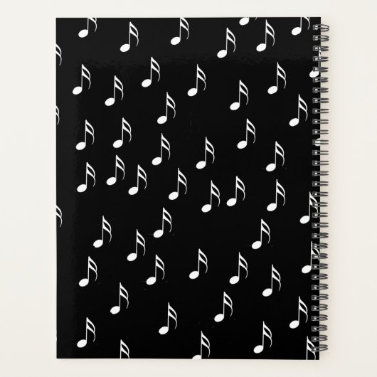 Knipoogje Witte Kat Lopen op Piano Keys Muziek Opm Planner (Achterkant)