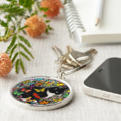 Knipper in Butterflies - Zwart-wit buisje Sleutelhanger (Zijkant)