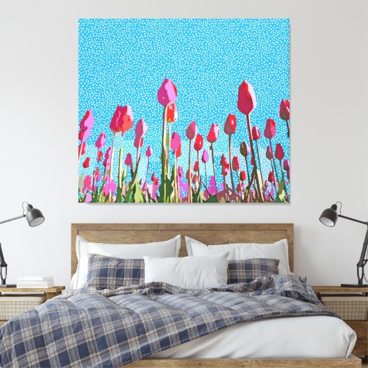 Knipper met mij door de tulpen canvas afdruk (Insitu (Slaapkamer))