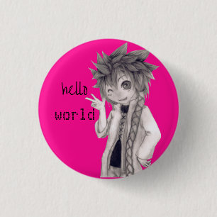 Knipperen Anime Guy, originele tekening Ronde Button 3,2 Cm