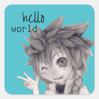 Knipperen Anime Guy, originele tekening Vierkante Sticker