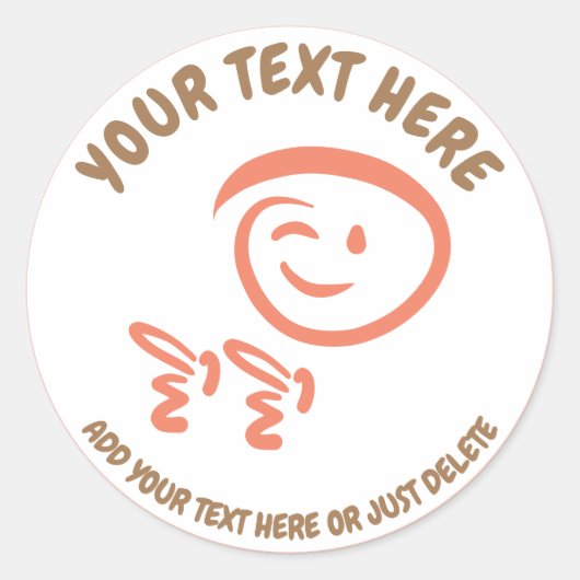 Knipperen Emoji Gezicht met Fingerguns Doodle Sjab Ronde Sticker (Voorkant)