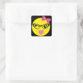 Knipperen Girly Emoji Vierkante Sticker (Tas)