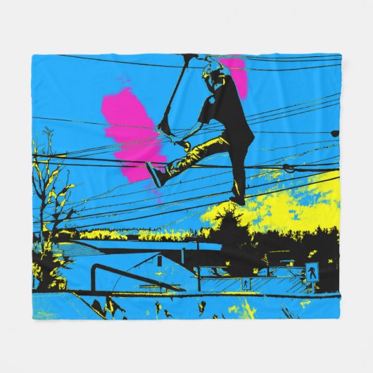 Knipperen - High Flying Scooter Stunt Fleece Deken (Voorkant (Horizontaal))