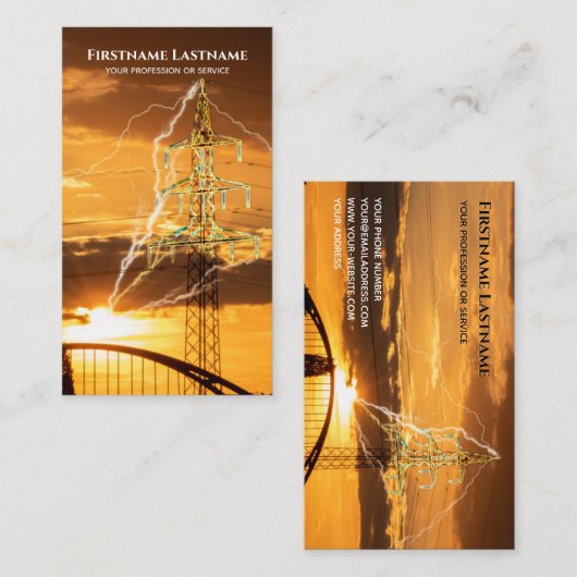 Knipperen van bliksem-elektriciteit voor elektrici visitekaartje (Voorkant / Achterkant)