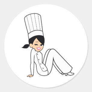 Knipperen Vrouwen Chef Sticker met  Illustratie