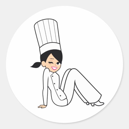 Knipperen Vrouwen Chef Sticker met  Illustratie (Voorkant)