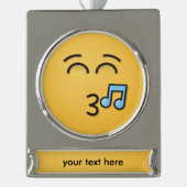 Knipperend gezicht met glimlachende ogen verzilverd banner ornament (Voorkant)