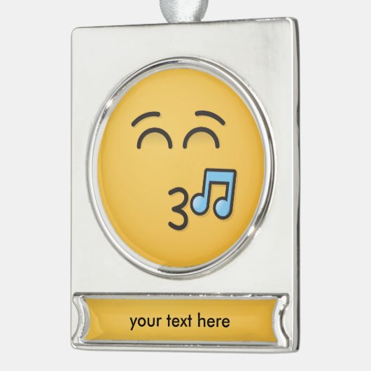 Knipperend gezicht met glimlachende ogen verzilverd banner ornament (Links)