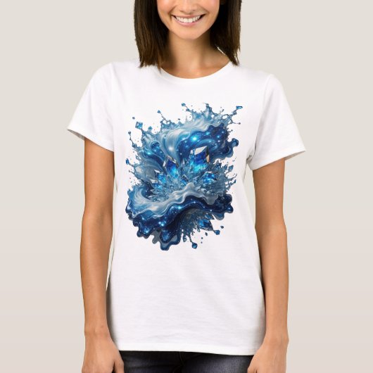 Knipperend Zilver WATER ELEMENT Tekst Design T-shirt (Voorkant)
