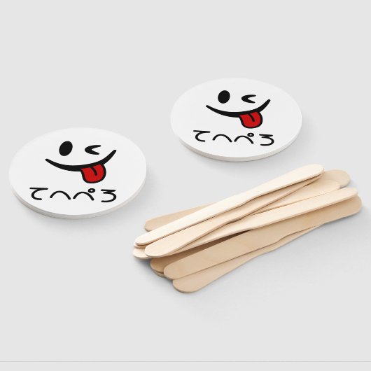 Knipperende gezicht tong uit てへぺろ Tehepero | Oeps Handwaaier (Niet-gemonteerd)