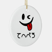 Knipperende gezicht tong uit てへぺろ Tehepero | Oeps Keramisch Ornament (Rechts)