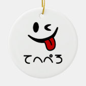 Knipperende gezicht tong uit てへぺろ Tehepero | Oeps Keramisch Ornament (Voorkant)