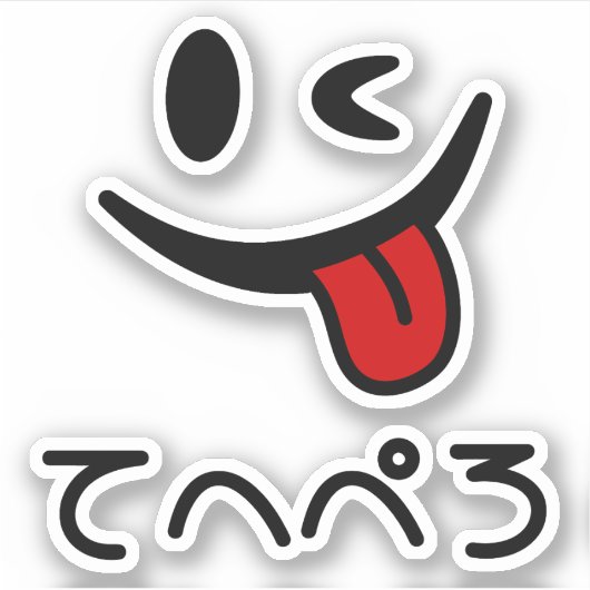 Knipperende gezicht tong uit てへぺろ Tehepero | Oeps Sticker (Voorkant)